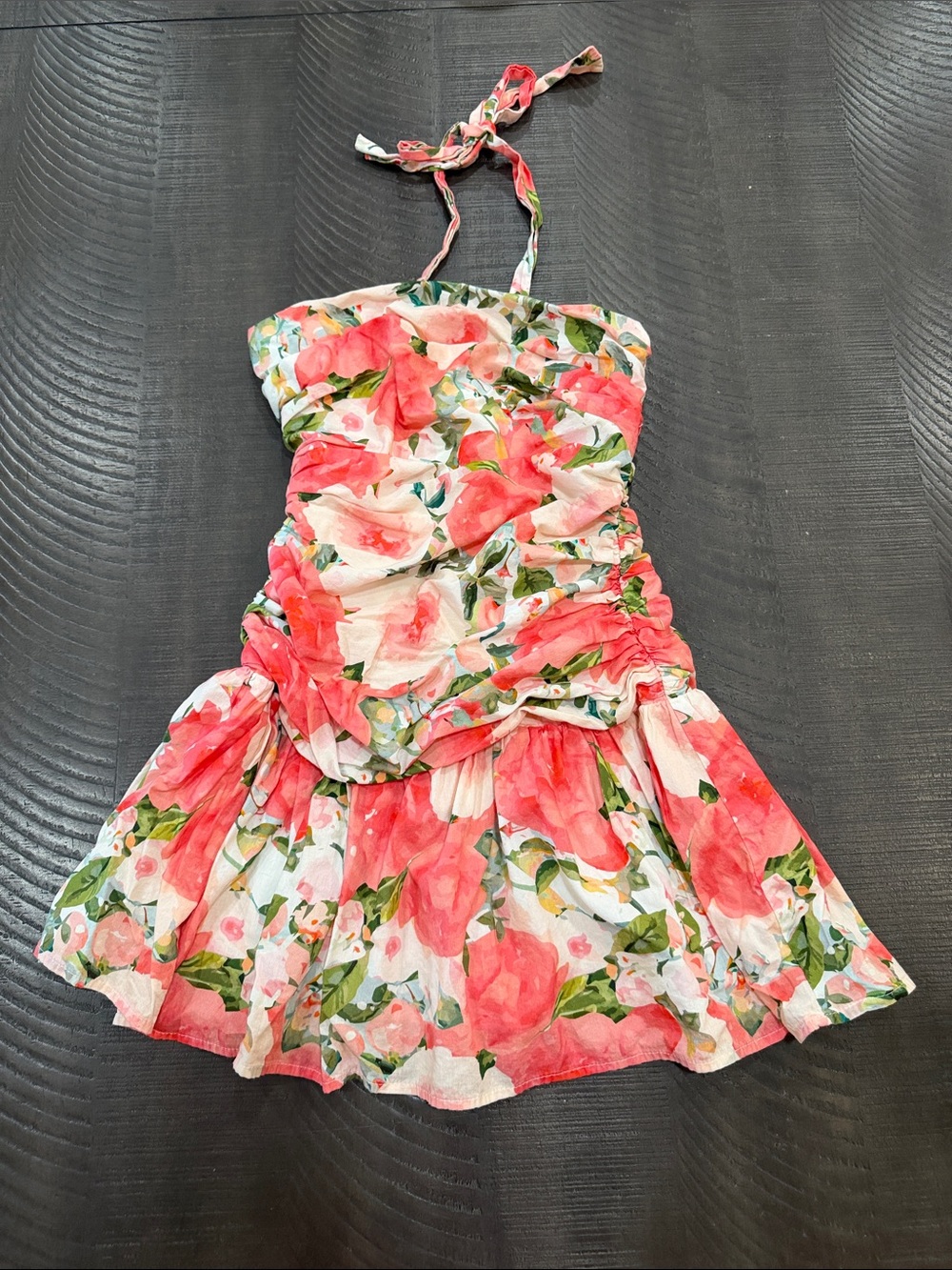 Vici Floral Halter Mini Dress in Pink and Green